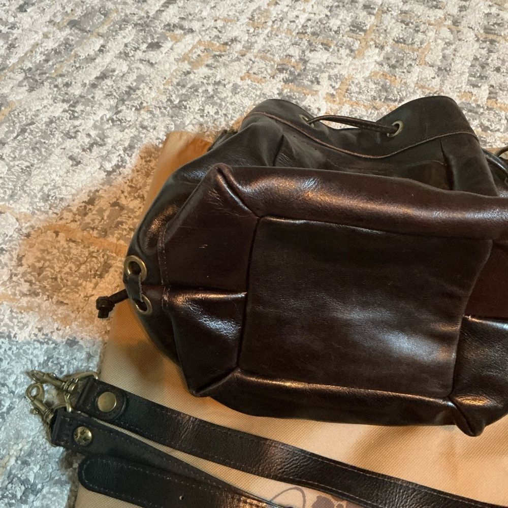 PATRICIA NASH MARTINA DISTRESSED BUCKET BAG! DARK BROWN, EUC! - Picture 7 of 13